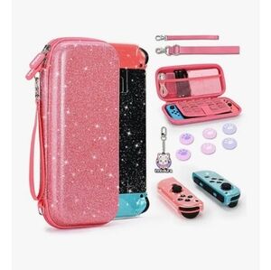 innoAura. Glitter Pink Protective Case for Nintendo Switch. NWOT.